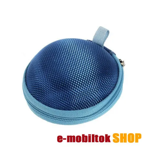 Fülhallgató / headset / james bond textil tok - cipzáras, puha bélés - 80 x 80 x 30mm - SÖTÉTKÉK