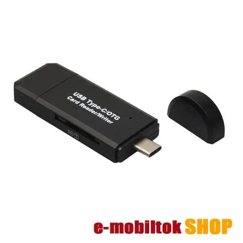 Multifunkciós adapter USB 3.0 / Micro USB és Type-C OTG funkció, microSD memória kártya olvasó - FEKETE