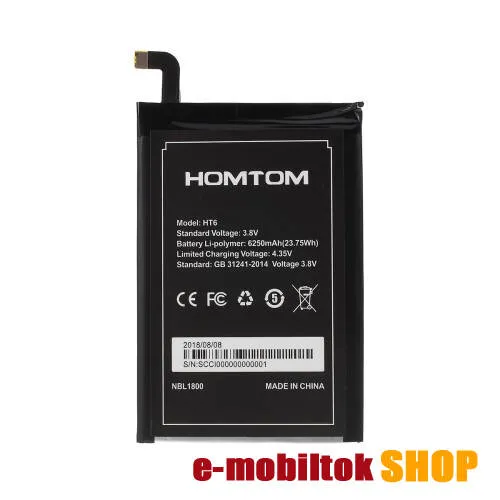 Akku 6250mAh LI-ION (belső akku, beépítése szakértelmet igényel!) - HomTom HT6 - SCCI000000000001 - GYÁRI