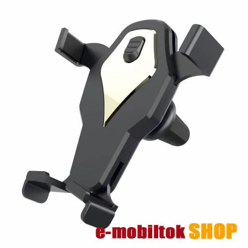 Gravity univerzális gépkocsi / autós tartó - szellőzőrácsra helyezhető, 360°-ban forgatható - max 98 x 107 mm-ig nyíló bölcsővel - FEKETE