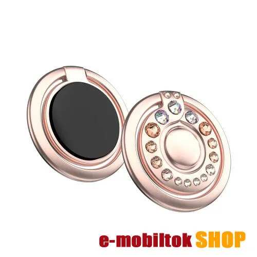 KINGXBAR fém ujjtámasz, gyűrű tartó - Biztos fogás készülékéhez Swarovski kristályokkal kirakott - ROSE GOLD