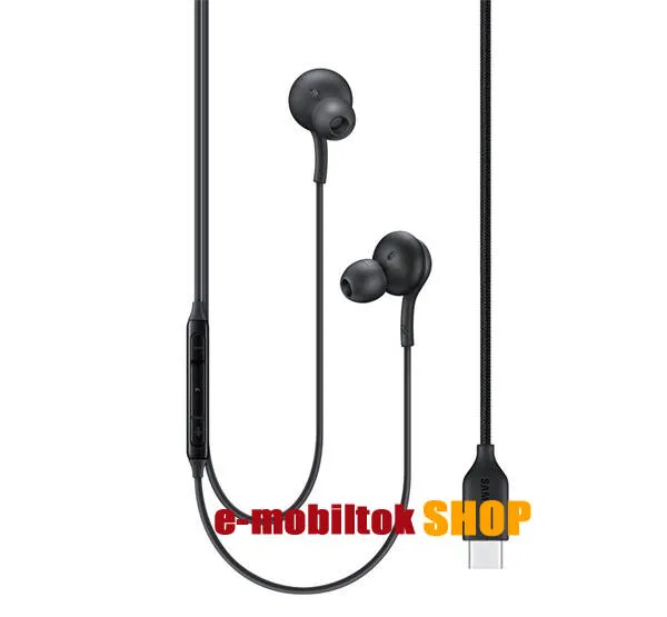 SAMSUNG SZTEREO HEADSET / James bond - Type-C, felvevő gomb, mikrofon, hangerőszabályzó, 2 pár fülgumi, Tuned by AKG - FEKETE - EO-IC100BBE - GYÁRI