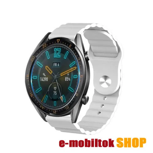 Okosóra loop szilikon szíj - FEHÉR - 109mm+95mm hosszú, 22mm széles, 160-220mm csuklóméretig ajánlott - SAMSUNG Galaxy Watch 46mm / Watch GT2 46mm / Watch GT 2e / Gear S3 Frontier / Honor MagicWatch 2 46mm