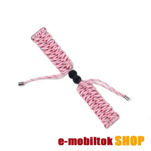 Okosóra szíj - RÓZSASZÍN - szövet fonott kötél, kézzel készített, állítható - 240mm hosszú, 20mm széles, 150-220mm-es átmérőjű csuklóméretig - SAMSUNG Galaxy Watch 42mm / Amazfit GTS / Galaxy Watch3 41mm / HUAWEI Watch GT 2 42mm / Galaxy Watch Active / 2