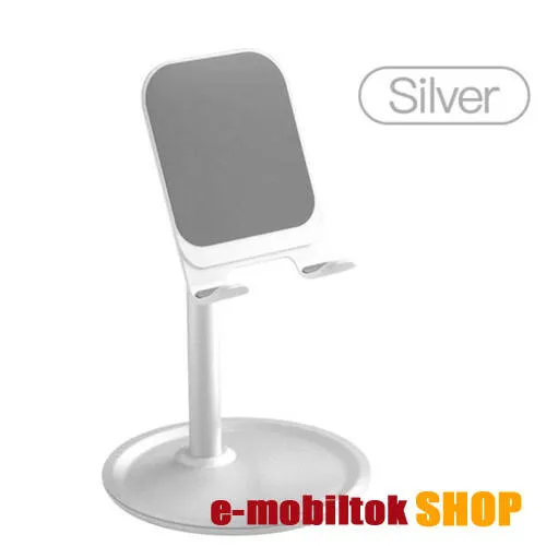 UNIVERZÁLIS alumínium asztali tartó / állvány - 5 ° ~ 45 °-os szöghez állítható, nem kihúzató!, csúszásgátló, 12 cm magas - EZÜST