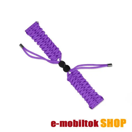 Okosóra szíj - LILA - szövet fonott kötél, kézzel készített, állítható - 240mm hosszú, 22mm széles, 150-220mm-es átmérőjű csuklóméretig - SAMSUNG Galaxy Watch 46mm / Watch GT2 46mm / Watch GT 2e / Galaxy Watch3 45mm / Honor MagicWatch 2 46mm