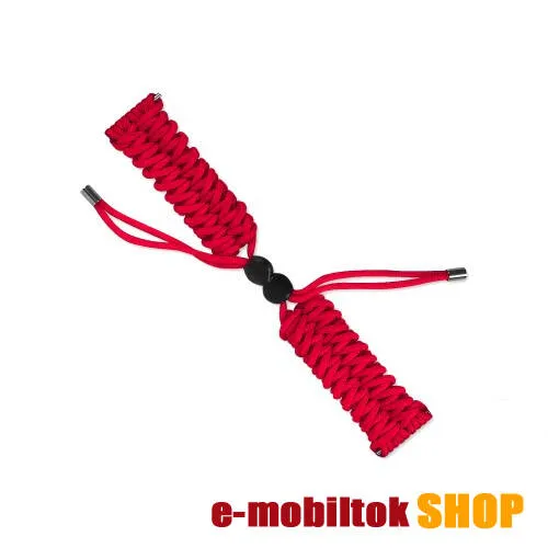 Okosóra szíj - PIROS - szövet fonott kötél, kézzel készített, állítható - 240mm hosszú, 22mm széles, 150-220mm-es átmérőjű csuklóméretig - SAMSUNG Galaxy Watch 46mm / Watch GT2 46mm / Watch GT 2e / Galaxy Watch3 45mm / Honor MagicWatch 2 46mm