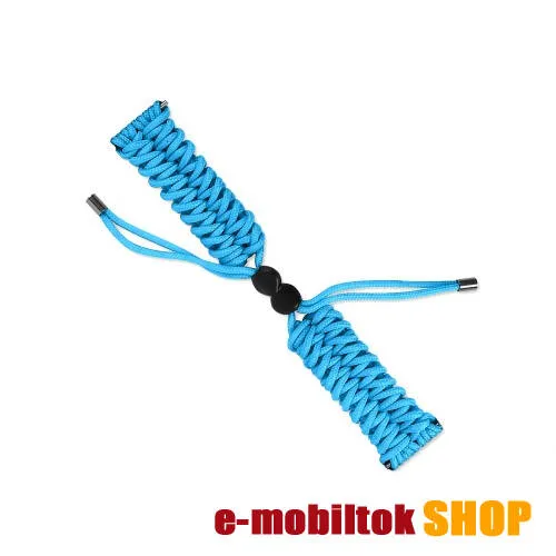 Okosóra szíj - VILÁGOSKÉK - szövet fonott kötél, kézzel készített, állítható - 240mm hosszú, 22mm széles, 150-220mm-es átmérőjű csuklóméretig - SAMSUNG Galaxy Watch 46mm / Watch GT2 46mm / Watch GT 2e / Galaxy Watch3 45mm / Honor MagicWatch 2 46mm