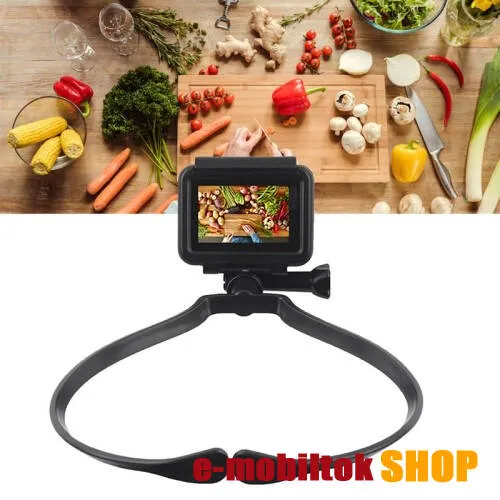 UNIVERZÁLIS nyakba akasztható tartó - 360°-ban forgatható, állítható, asztali tartó, 55-82mm-ig nyiló bölcső, 180 mm x 140mm- FEKETE