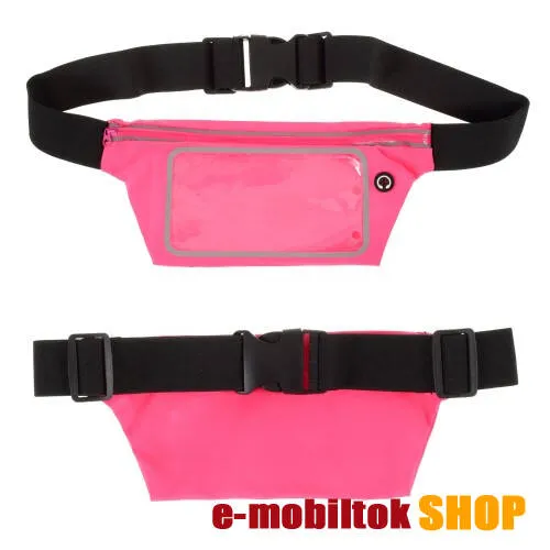 UNIVERZÁLIS ÖVTÁSKA - RÓZSASZÍN - állítható pánt, ultravékony, vízálló, cipzár, fülhallgató nyílás - max. 6,5