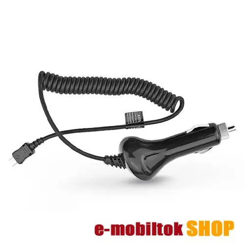 UNIVERZÁLIS szivargyújtós töltő / autós töltő - beépített microUSB spirálkábel, 10W, 5V/2A - FEKETE