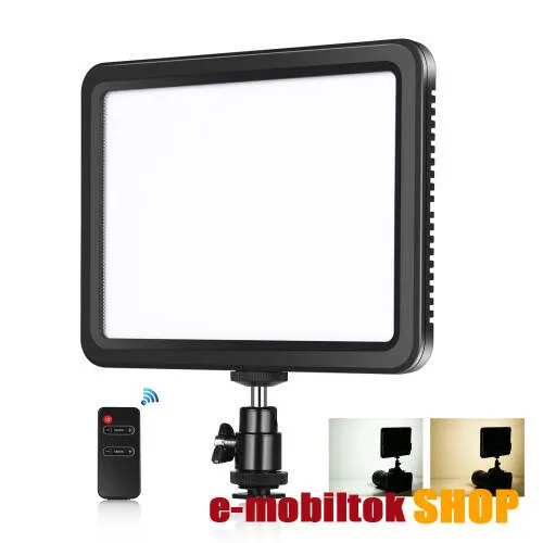 PULUZ PU4116 stúdióvilágítás - 116db LED, akku állapot jelző, forgatható, dönthető, 3300K-5600K, állítható fényerő és színhőmérséklet, távirányítóval, 12W, NP-F550/770/970 akkumulátor vagy DC9V-os adapterrel használható (NEM TARTOZÉK!), 1/4