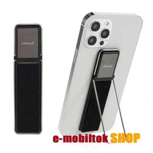 Fém ujjtámasz, gyűrű tartó, Asztali tartó, készülékre ragasztható - Biztos fogás készülékéhez! - FEKETE