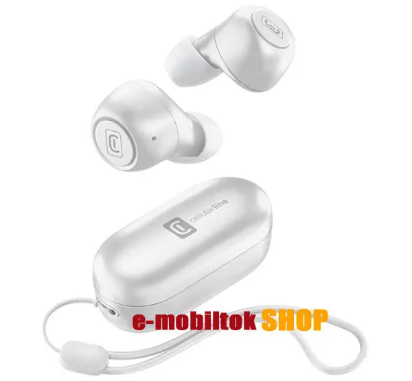 CELLULARLINE PICK TWS SZTEREO BLUETOOTH HEADSET - v5.0, mini, mikrofon, zajszűrő + töltőtok + csuklópánt - FEHÉR - BTPICKTWSW - GYÁRI