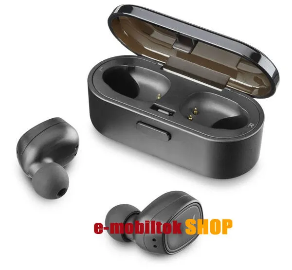 CELLULARLINE SHADOW TWS SZTEREO BLUETOOTH HEADSET - v5.0, ultrakönnyű, mikrofon, aktív zajszűrő, támogatja az fülhallgató külön használatát, töltőtok - FEKETE - BTSHADOWTWSK - GYÁRI