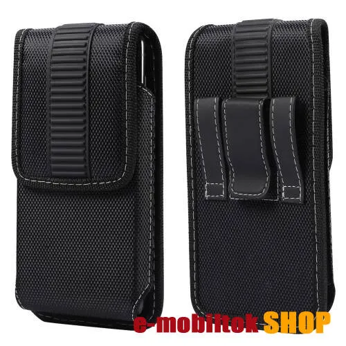 UNIVERZÁLIS álló tok - övre fűzhető, gumis, mágneses záródás - max 170 x 85 x 20mm méretű készülékekhez - FEKETE