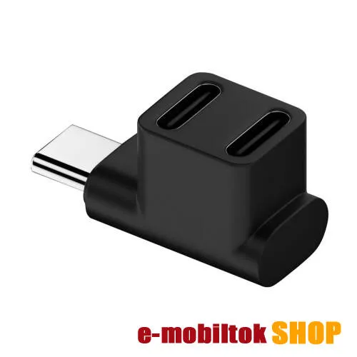 UNIVERZÁLIS Type-C adapter - USB3.1 Type-C-t alakítja át 90°-os derékszögű Type-C csatlakozókra, USB2.0, USB3.1, 4K60Hz támogatás, 10Gbps adatátviteli sebesség, PD gyorstöltés támogatás - FEKETE