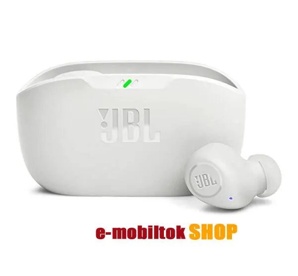 JBL WAVE BUDS bluetooth fülhallgató, headset - FEHÉR - Sztereo, v5.2, TWS, mikrofon, zajszűrő, IP54 + töltőtok - JBLWBUDSWHT - GYÁRI