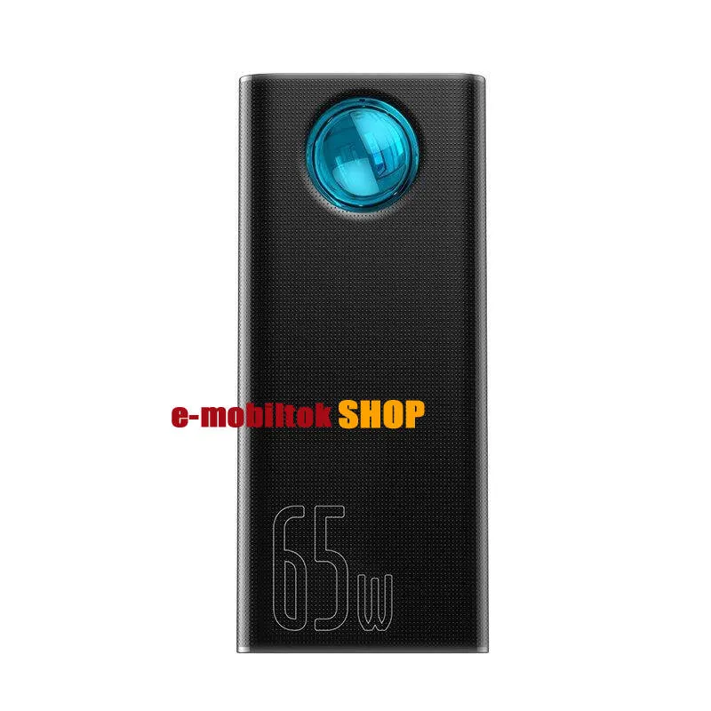 BASEUS AMBLIGHT vésztöltő, hordozható töltő - FEKETE - 3 x USB, 1 x USB (QC), 1 x USB-C PD, 1 x micro USB, 1 x Lightning aljzat, 30000 mAh, 5V/3A, 65W gyorstöltés támogatás - PPLG000101 - GYÁRI