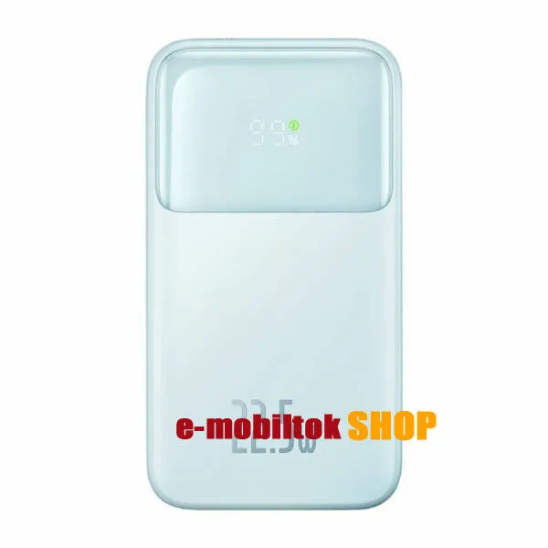 BASEUS QPOW PRO OE vésztöltő, hordozható töltő - KÉK - 1 x USB, 1 x Type-C, 10000 mAh, 5V/3A, 22.5W + beépített Type-C / lightning 8pin - PPMD020003 - GYÁRI