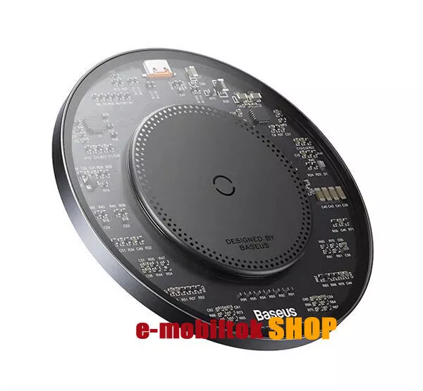 BASEUS SIMPLE 2 asztali töltő - gyorstöltés, 15W vezeték nélküli töltés, Apple Magsafe kompatibilis + Type-C kábel - FEKETE - CCJJ050001 - GYÁRI