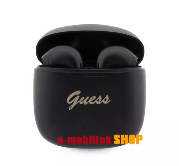 GUESS SCRIPT LOGO bluetooth fülhallgató, headset - FEKETE - sztereo, v5.3, TWS, mikrofon + töltőtok - GUTWST26PSK - GYÁRI