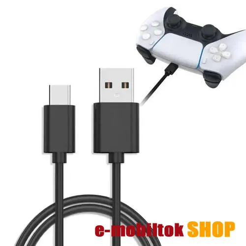UNIVERZÁLIS adatkábel és töltő - Type-C / USB csatlakozás, 2m hosszú, 3A, PS5 / Xbox Series S / X kompatibilis - FEKETE