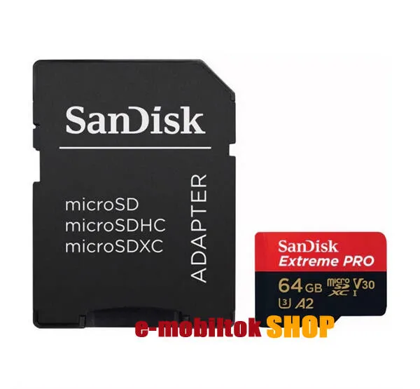 SANDISK EXTREME PRO 64GB memóriakártya - microSDXC, Class 10, UHS-1, 200MB/s + SD adapter - SDSQXCU-064G-GN6MA - GYÁRI
