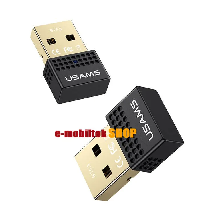 USAMS bluetooth adapter - FEKETE - 1DB, USB, v5.3, 2.4GHz, ≤20M, 3Mbps/max - US-ZB285 - GYÁRI