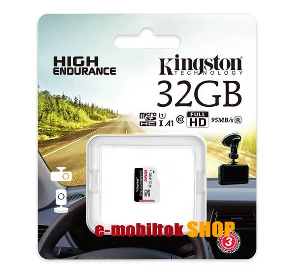 KINGSTON memóriakártya 32GB - microSDXC High Endurance - Class 10, A1, UHS-1, U1 - SDCE/32GB - GYÁRI