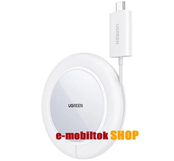 UGREEN Magsafe QI Wireless asztali töltő állomás vezeték nélküli töltéshez - 15W, Magsafe támogatás, gyorstöltés támogatás, 1m hosszú csévélhető Type-C kábel, fogadóegység nélkül! - FEHÉR - CD245-40123 - GYÁRI