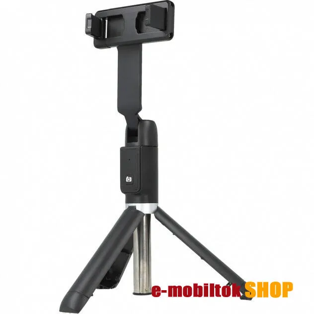Designed for SAMSUNG teleszkópos selfie bot és tripod állvány, Bluetooth kioldóval, 360 fokban forgatható, Állítható hosszúság, 65-90mm-ig nyíló bölcső, Fekete