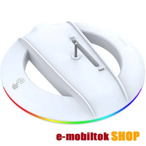 IPEGA PG-P5S025S SONY PS5 Slim, PS5 Pro asztali függőleges állvány, Csavarral, RGB világítás, Egyszerű telepítés, Fehér