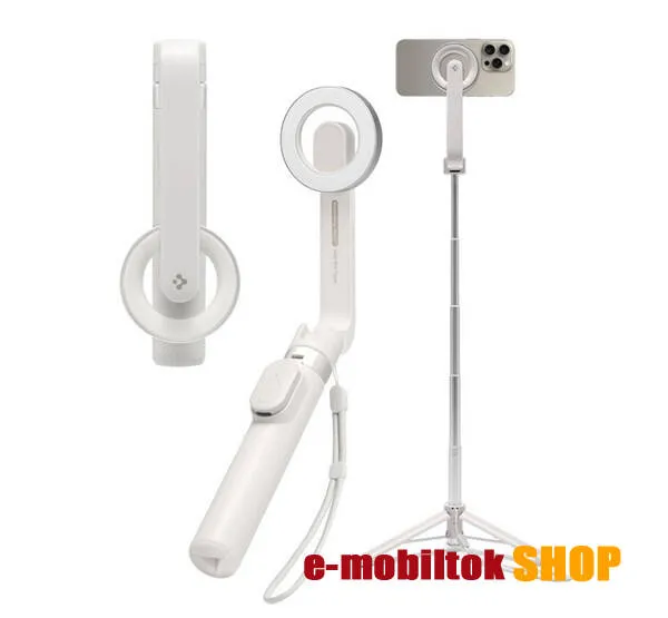 Spigen teleszkópos Magsafe mágneses selfie bot és tripod állvány, 16-74cm-ig állítható, Bluetooth kioldó, AMP07657, Bézs