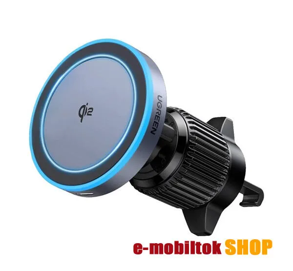 UGREEN autós telefontartó, Magsafe, Mágneses, Szellőzőre rögzíthető, 15W Qi2 vezeték nélküli gyorstöltés, W708, Fekete