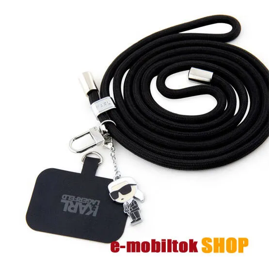 Karl Lagerfeld tokba helyezhető nyakpánt, Állítható méret, 150cm hosszú, Tokba helyezhető tartó rész, Szövettel bevont, Fekete