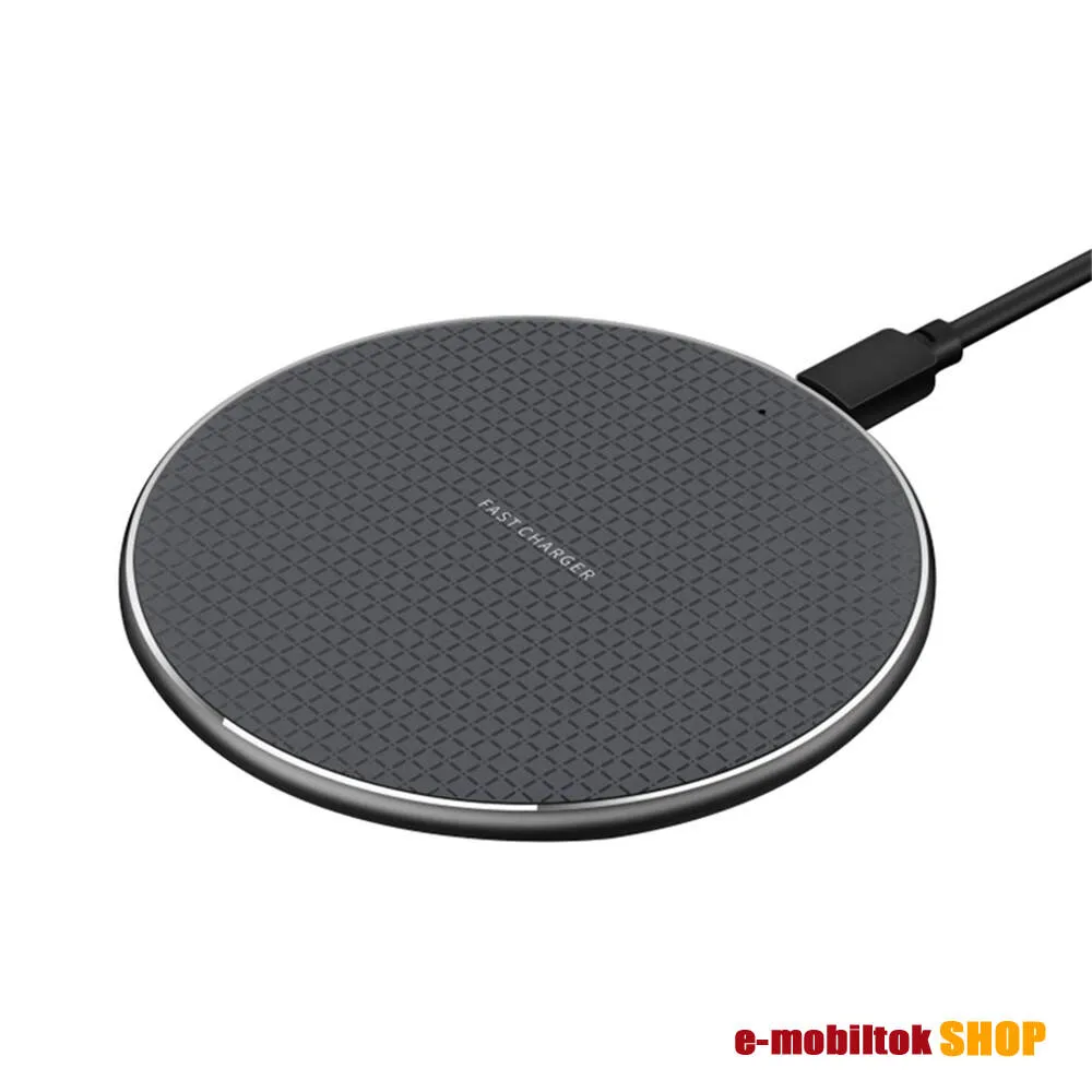 QI Wireless hálózati töltő állomás vezeték nélküli töltéshez, 5V/2A, 10W, fogadóegység nélkül, microUSB, Fekete