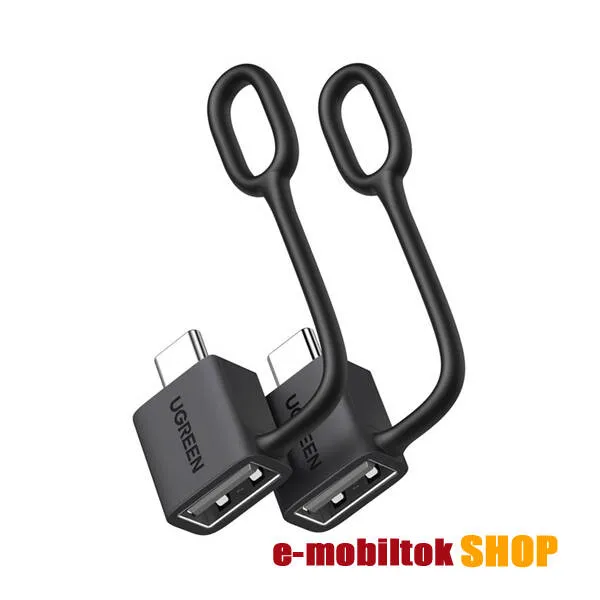 Ugreen átalakító adapter, OTG, 2db, USB-A / USB-C, Adatátvitel és töltés támogatás, Kulcstartóra tehető, Fekete
